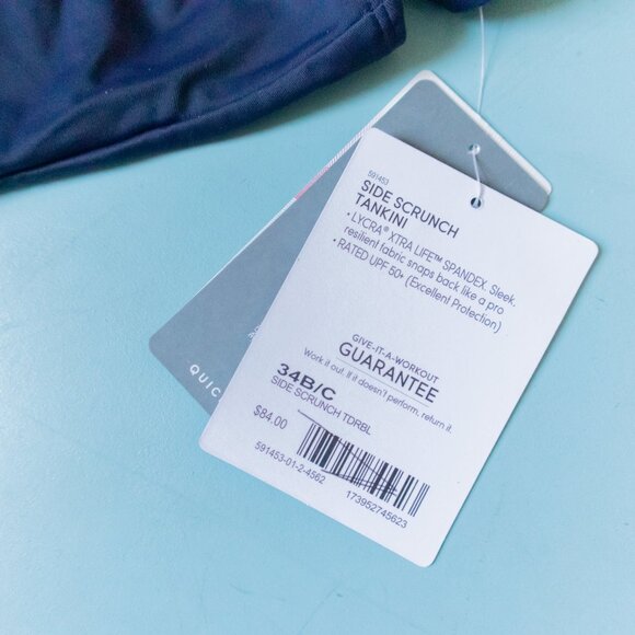 NEW Athleta Navy Blue Side Scrunch Scoop Neck Tankini Top Size 34 B/C - Picture 4 of 9